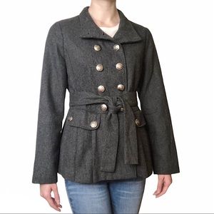 Forever 21 Military Style Pleated Wool Jacket